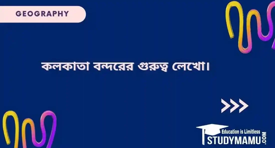 কলকাতা বন্দরের গুরুত্ব লেখো।