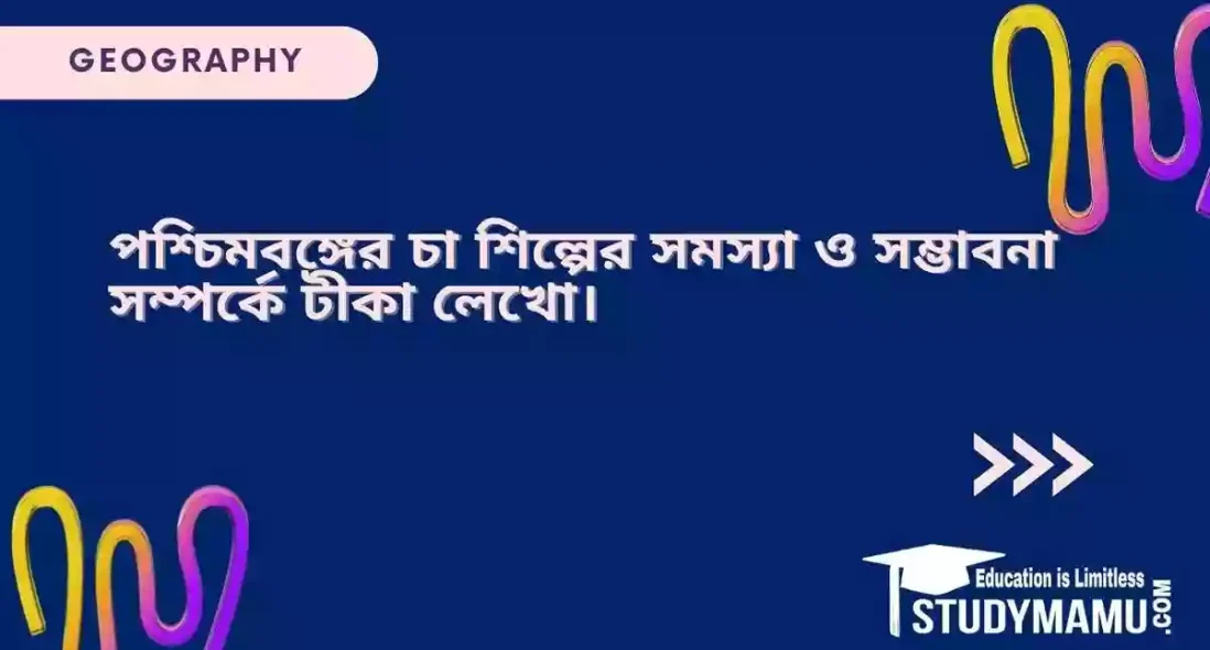 পশ্চিমবঙ্গের চা শিল্পের সমস্যা ও সম্ভাবনা সম্পর্কে টীকা লেখো।