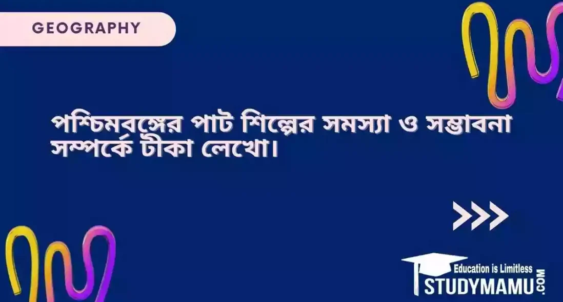 পশ্চিমবঙ্গের পাট শিল্পের সমস্যা ও সম্ভাবনা সম্পর্কে টীকা লেখো।