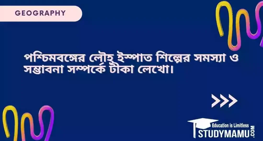 পশ্চিমবঙ্গের লৌহ ইস্পাত শিল্পের সমস্যা ও সম্ভাবনা সম্পর্কে টীকা লেখো।