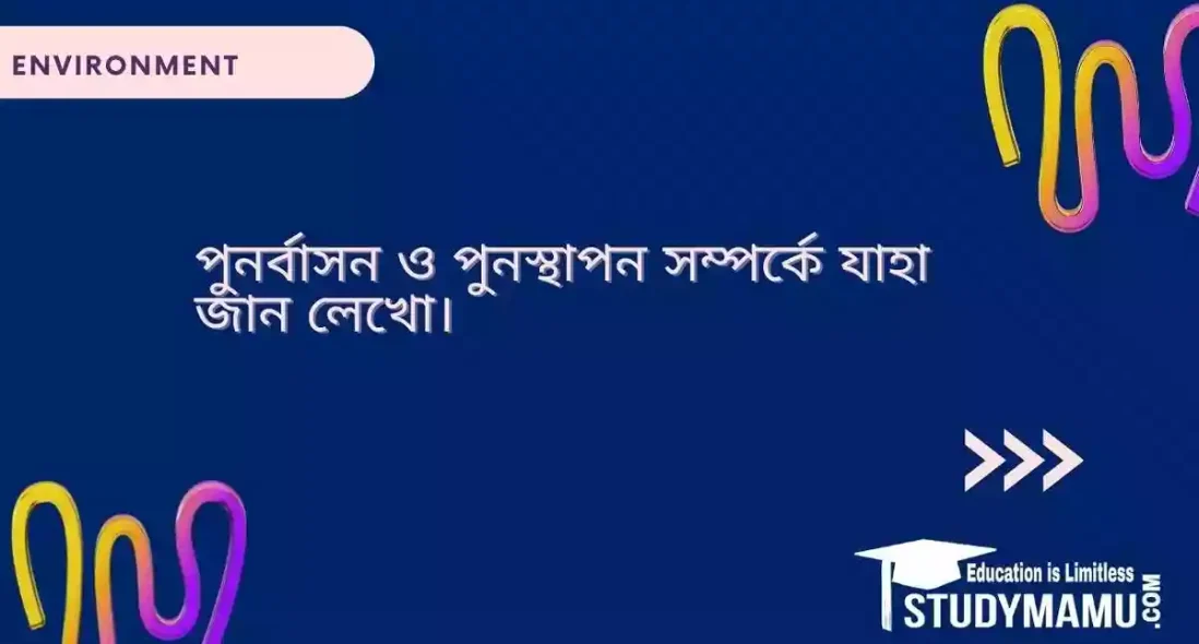 পুনর্বাসন ও পুনস্থাপন সম্পর্কে যাহা জান লেখো।